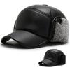 Men's Autumn and Winter Ear Protection Hat, Warm Cotton Hat, Old Man Hat, Father Leather Cap, Cold-proof Baseball Cap