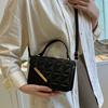 Stylish Black Quilted Crossbody Bag for Women with Adjustable Strap Diamond Stitch Design, Compact Square Flap Closure, Small Crossbody Bag