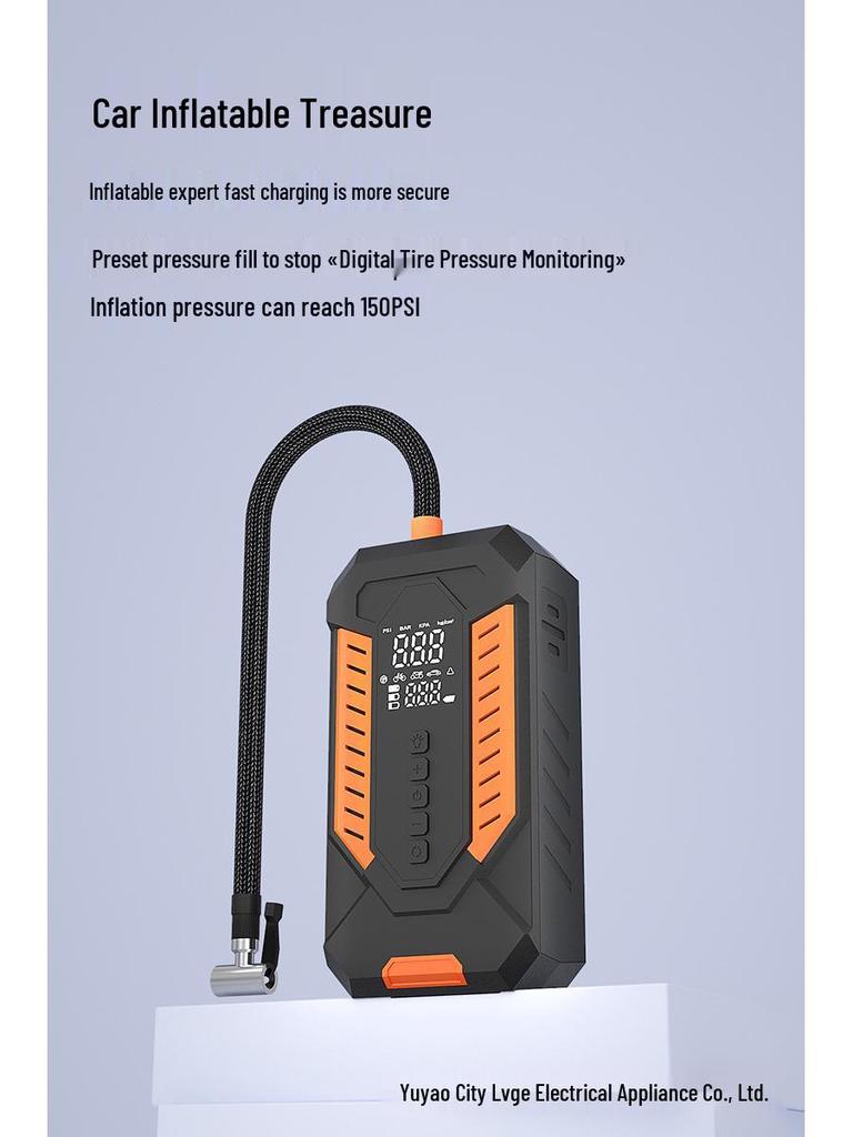 Dual-Use High-Power Tire Inflator: Wired/Wireless Portable Car Pump