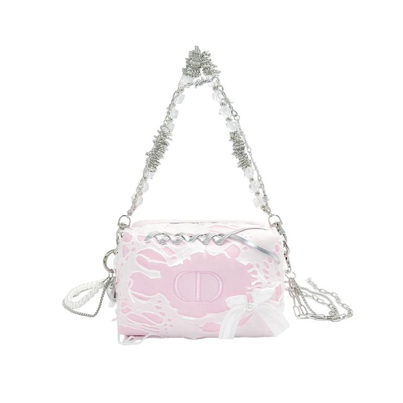 

DIOR Bag [Customized Cosmetic Bag] Pink Deconstruction Y2K One Point Creative Fabric Gift Box Sweet Girl Sparkling Diamond Star Chain Millennial Style