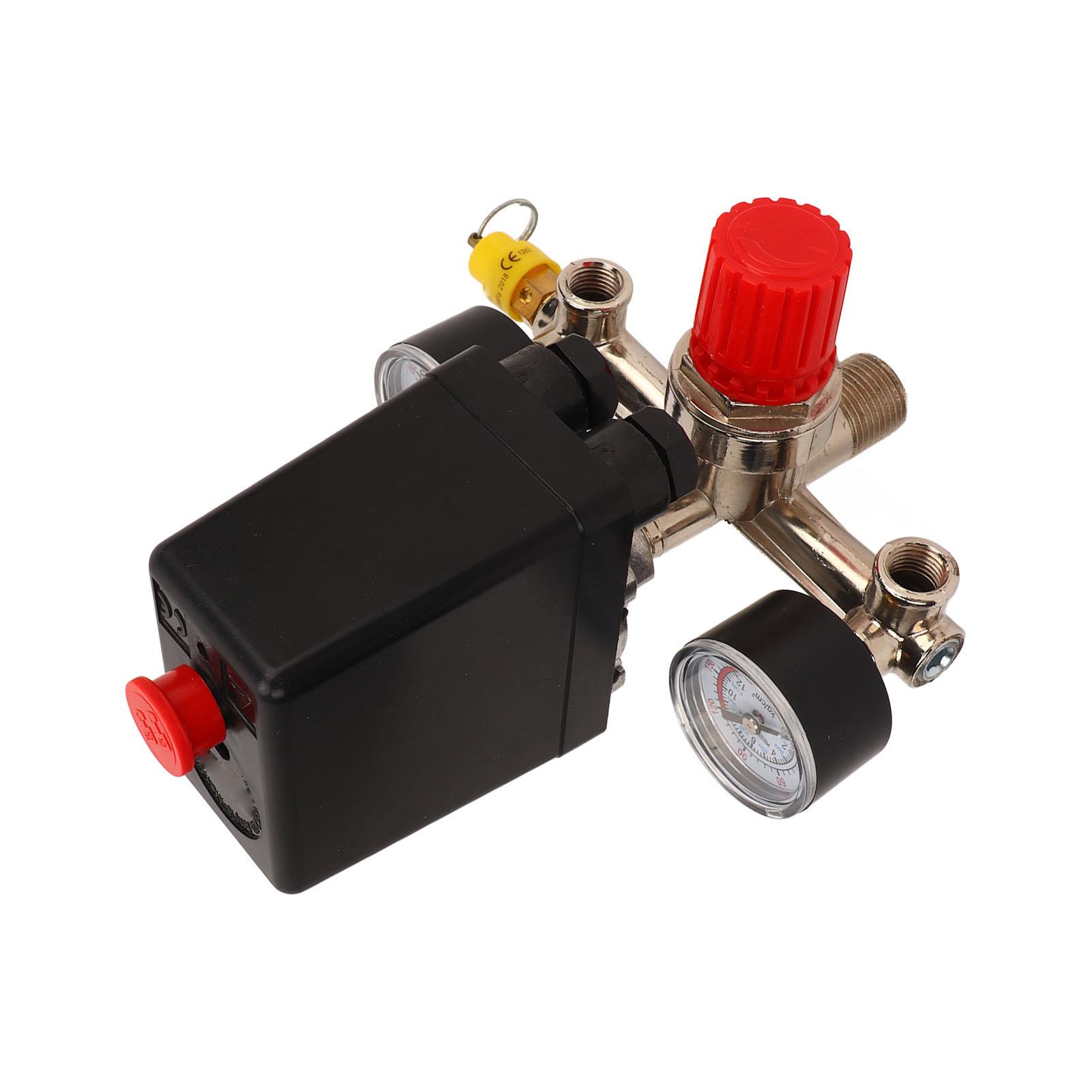 

Air Compressor Pressure Switch Air Compressor Pressure Switch Control Valve Kit with US Style 3 in 1 Brass Port