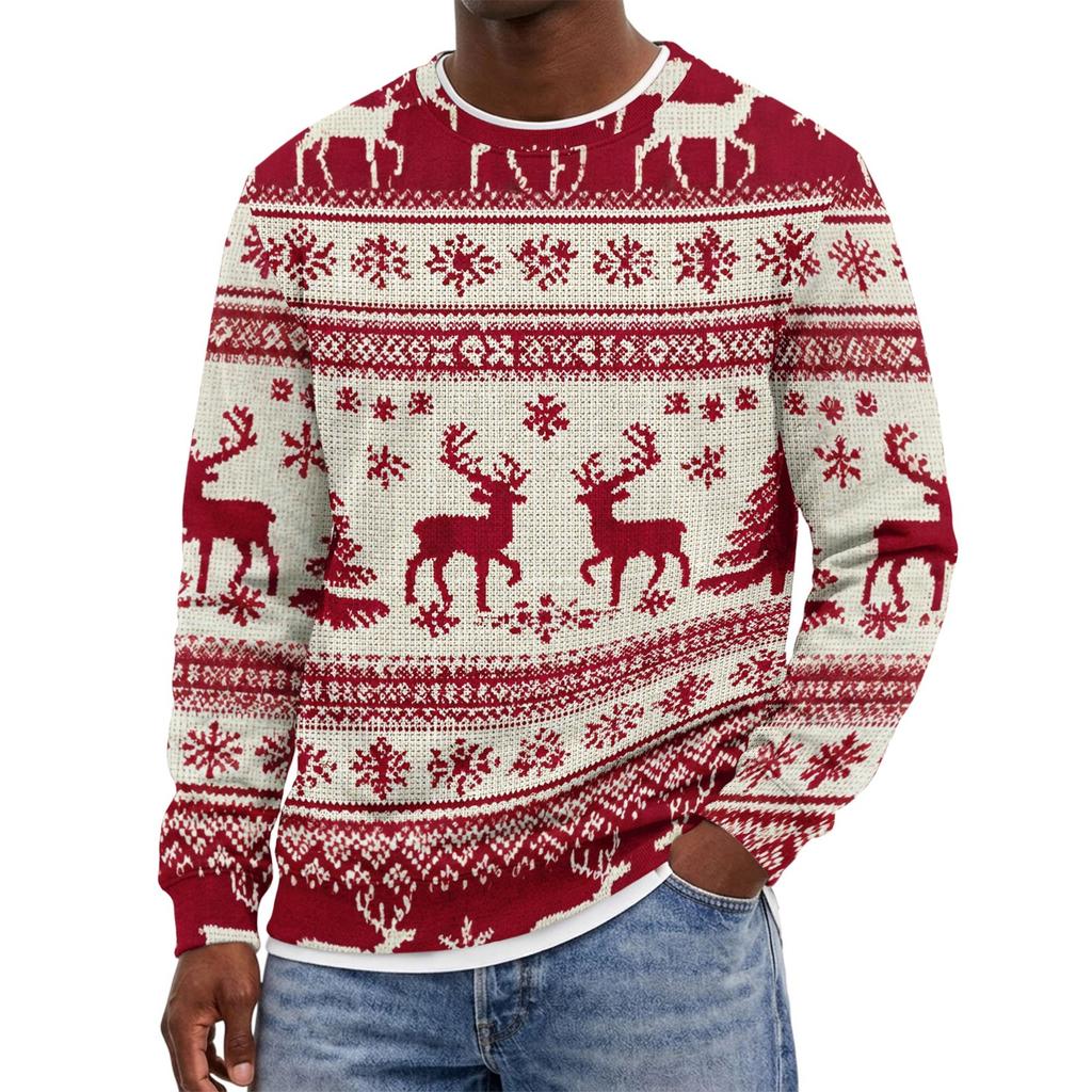 Men's Christmas Hoodless Neck Pullover Sweatshirt, for Him