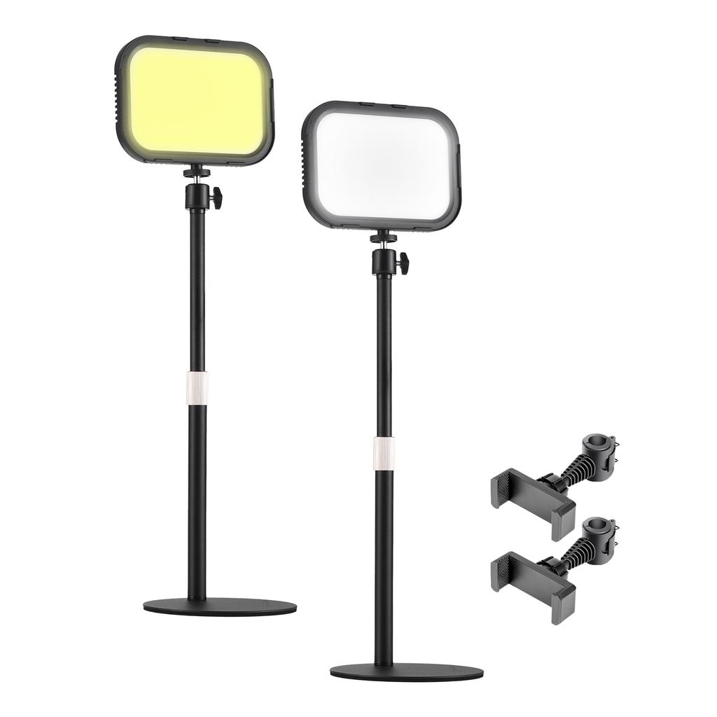2 Packs Desktop LED Video Light Panel 12W Video Conference Light for Zoom Meeting 3000K 6500K Photography Fill Light