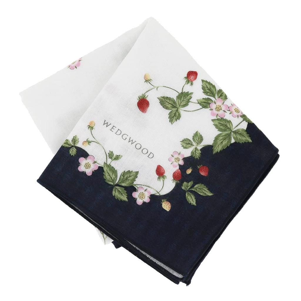 Wedgwood Wild Strawberry Gauze Handkerchief 0001 (Navy) 100 Cotton Womens Approximately 46cm