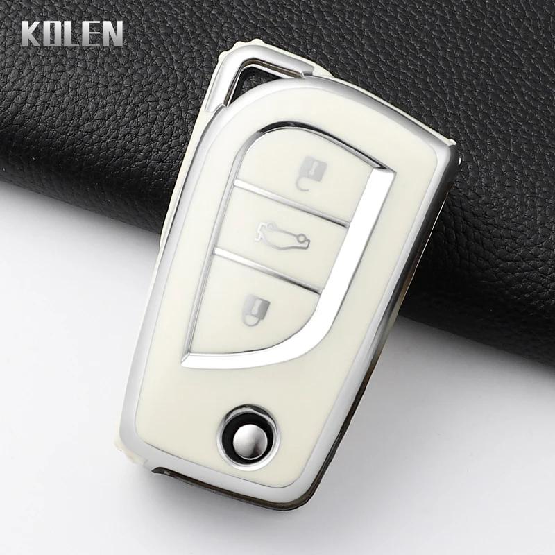 For Toyota Aygo Yaris Highlander Camry Rav4 Corolla Land Cruiser Prado Fashion Tpu Car Key Case Cover Protected Keychain Fob Bag