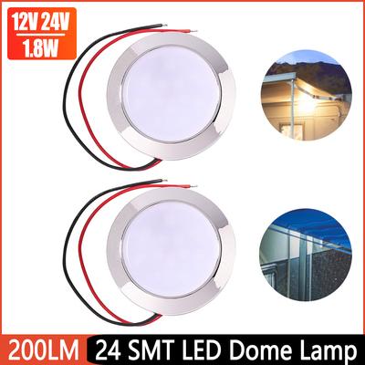 1.8W IP65 wodoodporna 12V 24V Auto 24 SMT LED kopułkowa lampka do czytania dla przyczepy kempingowej RV Marine Car wnętrze dachu lampy sufitowe