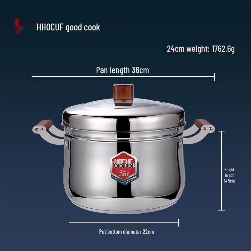 HOCUF H 24cm 304 Stainless Steel Japanese Style Pot