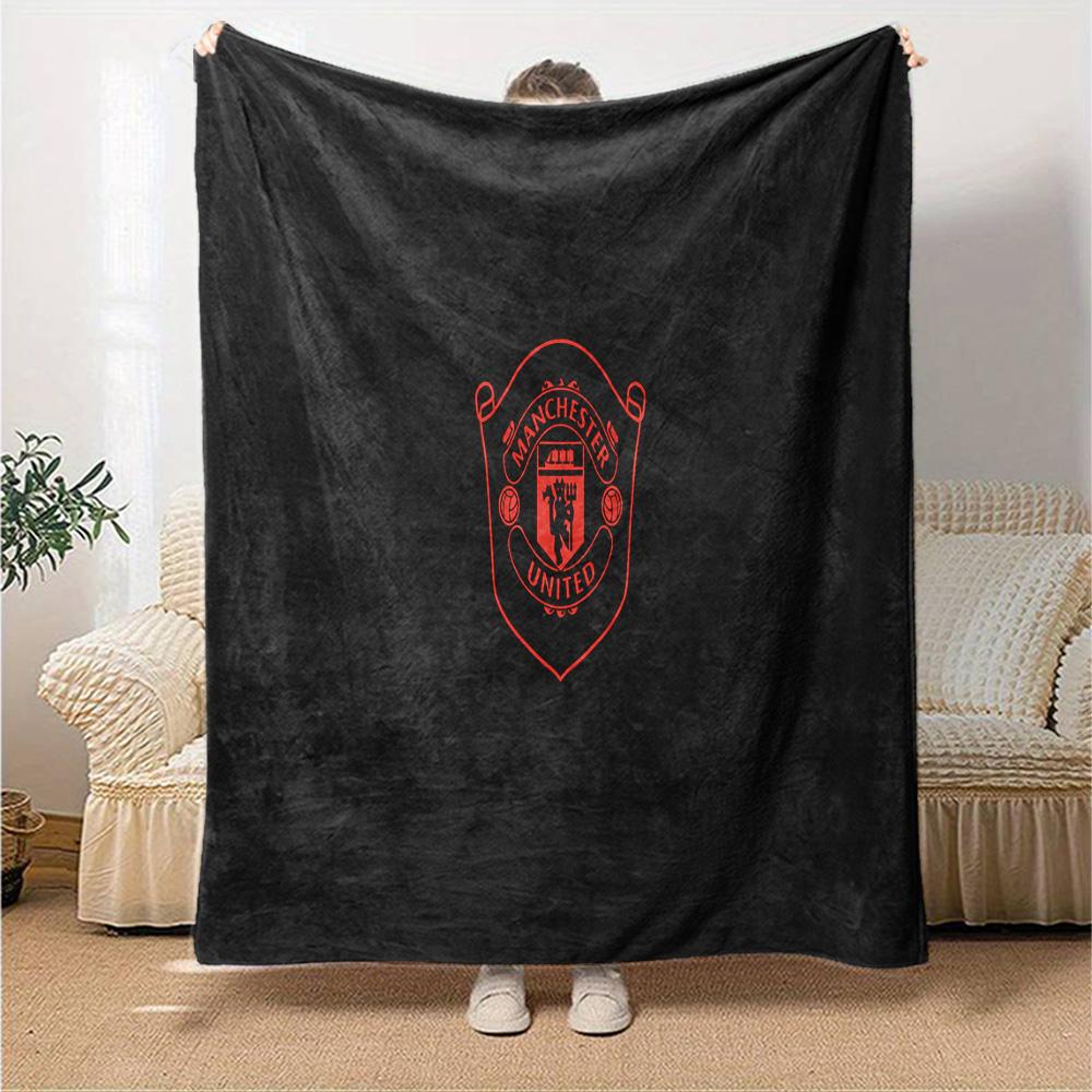 Coperta in Flanella con Stemma di Manchester, Morbido Poliestere, Design Moderno, Per Tutte le Stagioni per Campeggio, Viaggi, Regali per le Feste o Compleanni