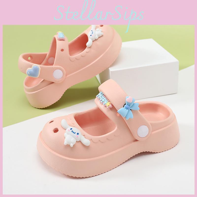 Cute Breathable Girls' Cartoon Crocs Summer Sandals With Non-slip Soft Eva Sole