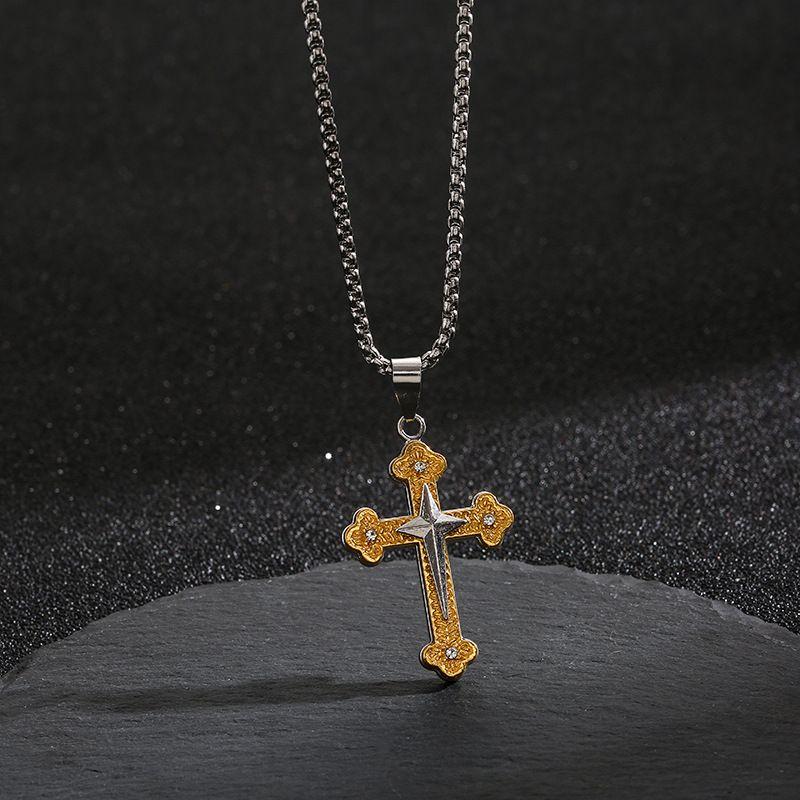 Gold Cross Necklace for Men & Women, Hip Hop Style Pendant