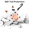Cute Cow Funny 3D Cartoon Case for Airpods 1st Generation 2nd Case Shockproof Charging Cover for Airpods Pro Pro2 with Carabiner
