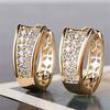 Cute Female White Zircon Stone Round Hoop Earrings Vintage Fashion Gold Color Wedding  For Women