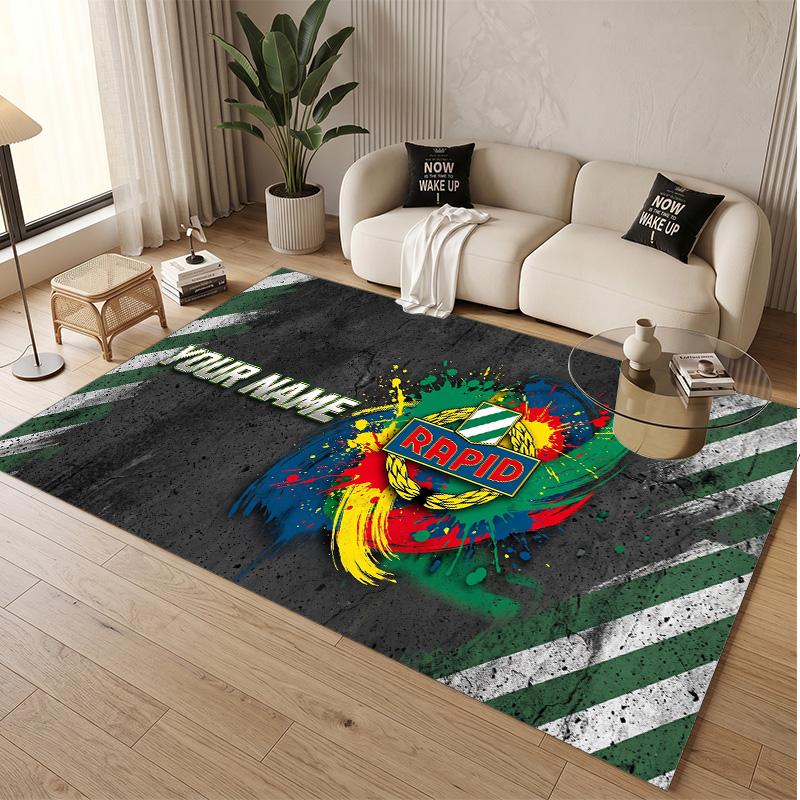 Personalized Crystal Velvet Carpet Rapid Wien FC Pattern Non Slip Floor Rug