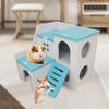 Hamster Hideout House with Ladder Ventilated Design Double Layers Hedgehog Chinchilla Villa Living Hut Pet Supplies