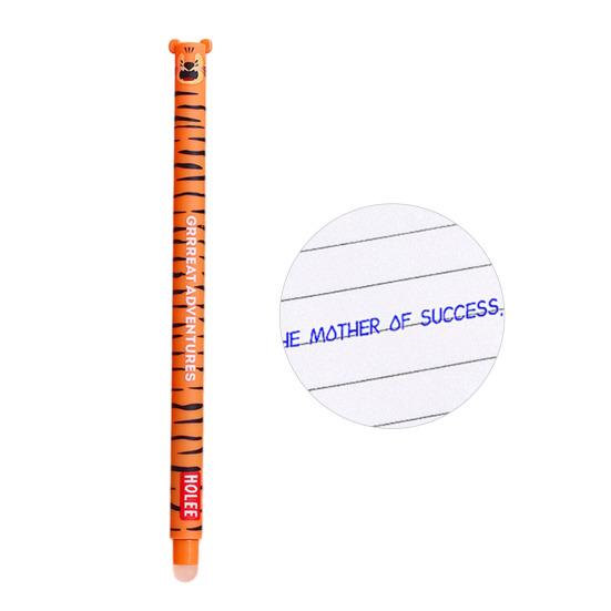 Smazatelná propiska 0,7 mm s černým inkoustem, s měkkým úchopem šetrným k pokožce, roztomilé zvířecí víčka, design s tlačítkem, doplňovatelné tužky, školní potřeby