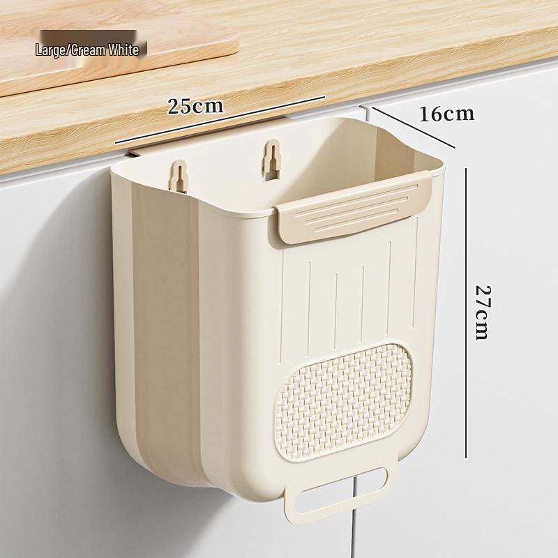 Foldable Kitchen Wall-Mounted Trash Can: Large Capacity, Punch-Free Waste Basket for Cabinet Doors