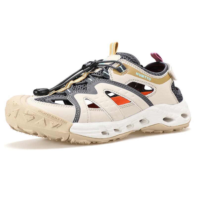 

HUMTTO Летние мужские кроссовки Дышащая походная обувь для мужчин Роскошные дизайнерские противоскользящие спортивные туфли для активного отдыха на воде Мужские полуботинки 41 серый/бежевый