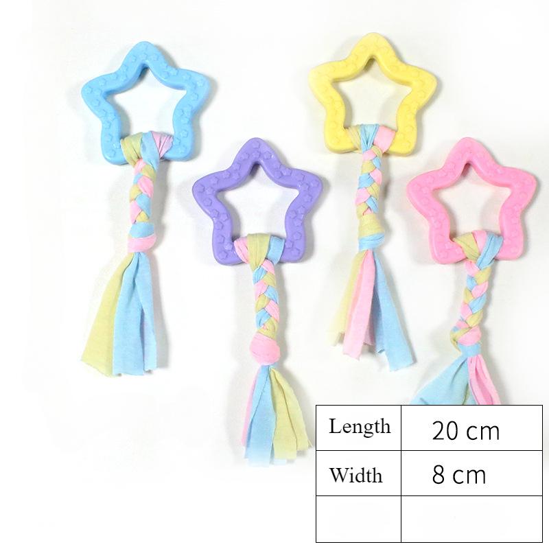 Экологичная игрушка для жевания щенка, скрежещущая зубами, резиновая игрушка, интерактивная игрушка из хлопковой веревки и полосок ткани A синий