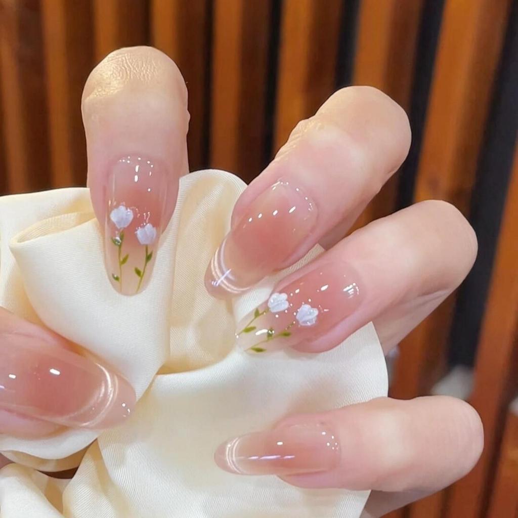 Blush French Cat Eye Princess Bow Nails - Handmade Wearable Nail Art