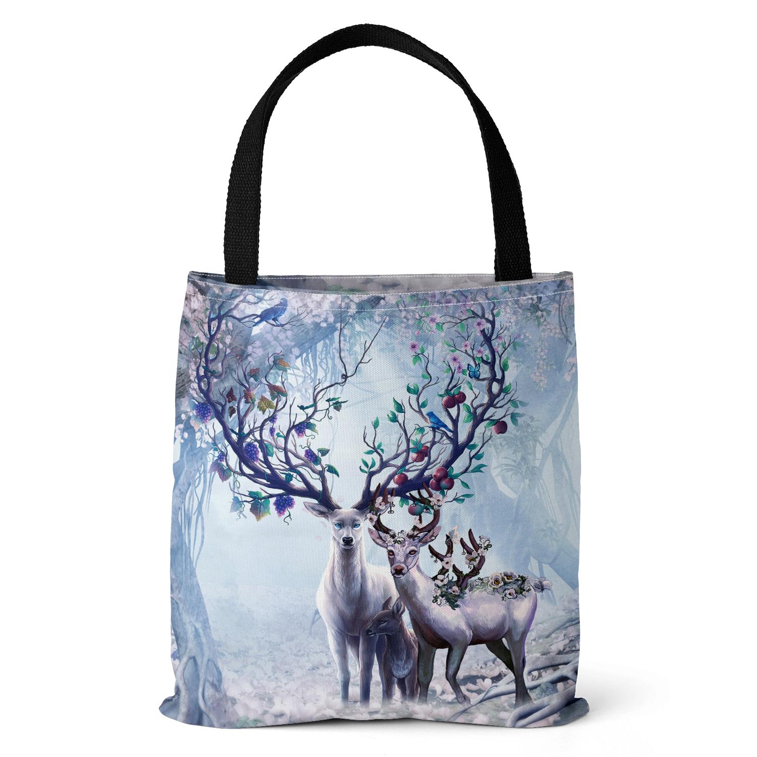 Холщовая большая сумка с оленем, модная сумка с животными, сумка на плечо, женская сумка с цифровой печатью, с ручкой сверху