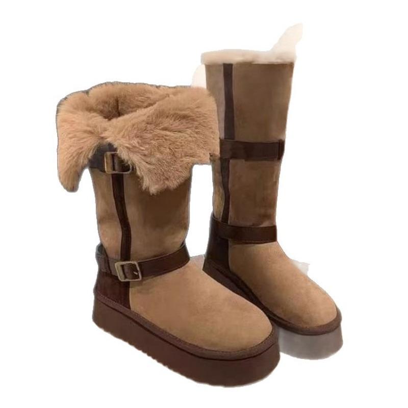 Thick-fur Snow Boots for Women, New Style, Versatile, Thick Fur, Heightening Shoes, Cotton Shoes