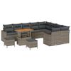 Ensemble de canapés de jardin de 12 pièces avec coussins gris en rotin poly et acacia, Ensemble de salle à manger de jardin 3363608