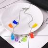 Regenbogen-Süßigkeitenfarbe Bär Halskette Bunter Harz Anhänger Halskette Niedliches Tier Punk Party Schmuck für Damen Mädchen Geschenke