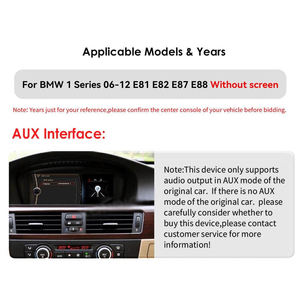 OSSURET 10.25 Inch Car Intelligent Systems 2 Din Wireless Carplay Android Auto for BMW 1 Series 06-12 E81 E82 E87 E88 Without Screen GPS Stereo RDS