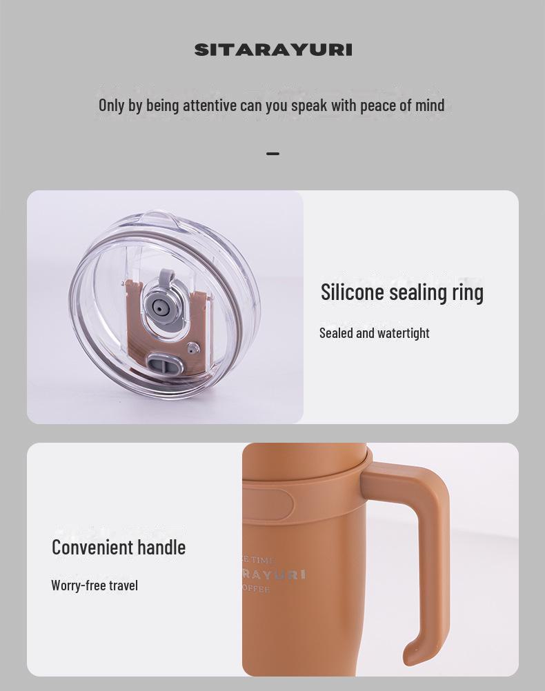 SITARAYURI Termos na lód ze stali nierdzewnej o dużej pojemności ze słomką