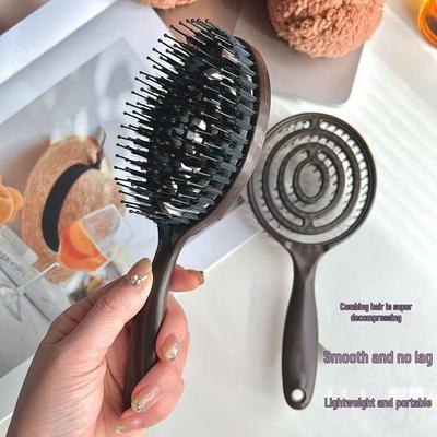 Hollow Boar Bristle Massage Comb for Thick, Curly Hair – Smooths & Styles