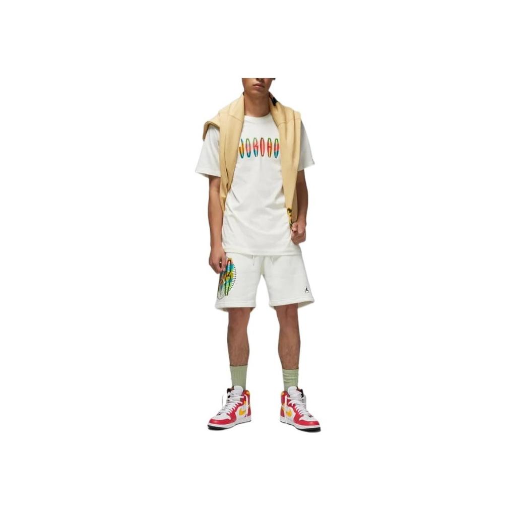 Jordan Solid Color Crew Neck Logo Print Short Sleeve T-Shirt Men Tops White DQ7367-133