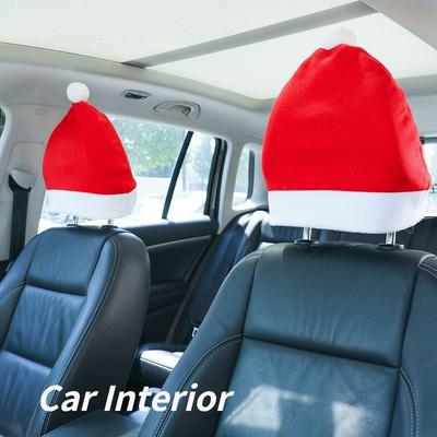 Car Red Pillowcase Comfortable Portable Christmas Hat Cushion Cover Beautiful Thickened Christmas Gifts Xmas for Car Interior Decor New Props(1pcs)