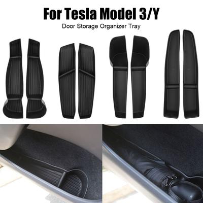 For Tesla Model 3 Model Y Holder Accessories Front Back Door Handle Armrest Tray Organizer Car Door Side Storage Box 4pcs/Set