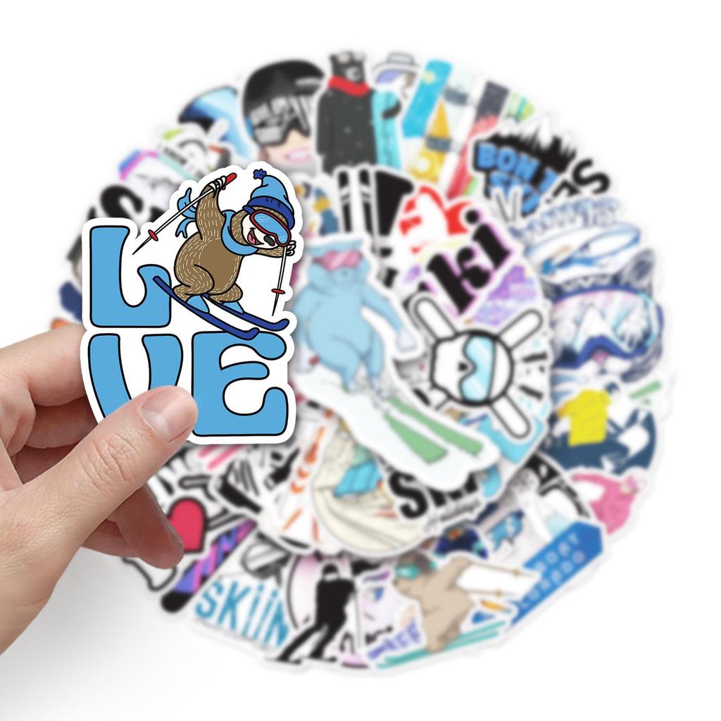 50 Pegatinas Creativas de Esquí para Maletas, Portátiles, Coches, Motocicletas y Patinetas