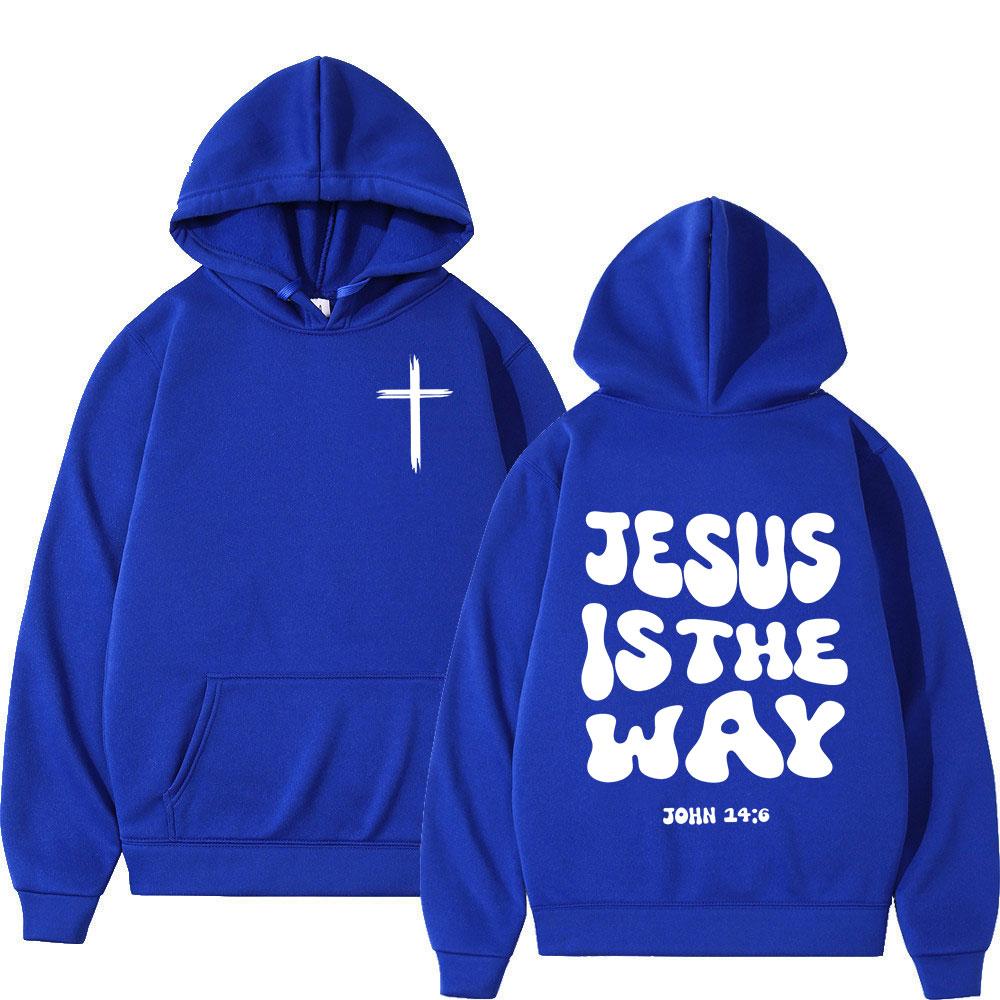 Christian Jesus Is The Way Bible Verse Hoodies Men Women Clothing Fashion Retro Sweatshirts Fleece Casual Long Sleeves Pullovers