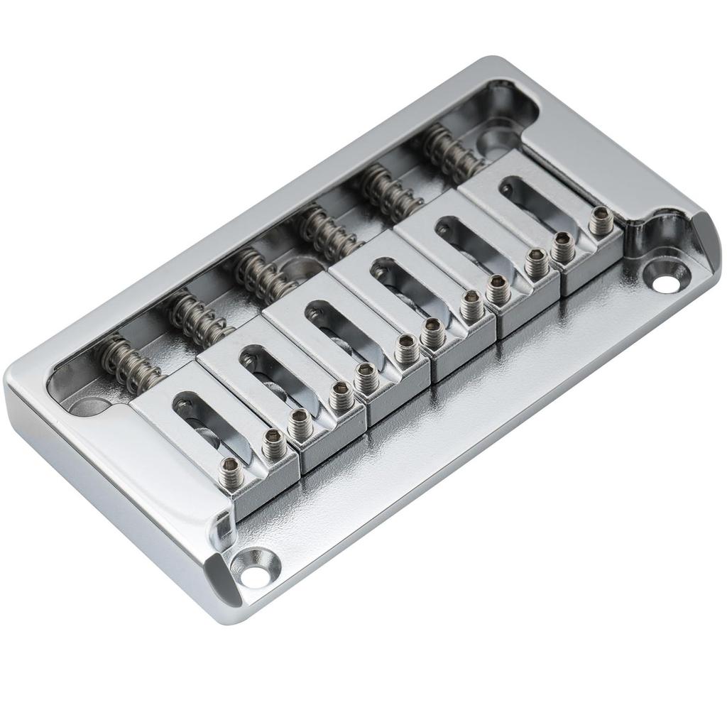 Musiclily Ultra 10.5mm Brass Fixed Hardtail Bridge for 6-String Strat/Telecaster Electric Guitars, Chrome