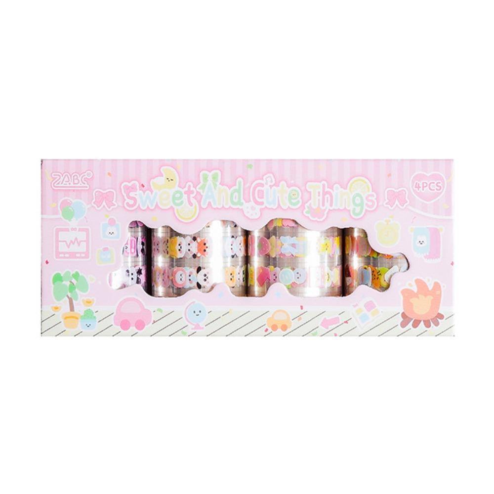 

4 Rolls/Set DIY Scrapbooking Stickers Waterproof Deco Stickers New Sticker Tapes School Stationery