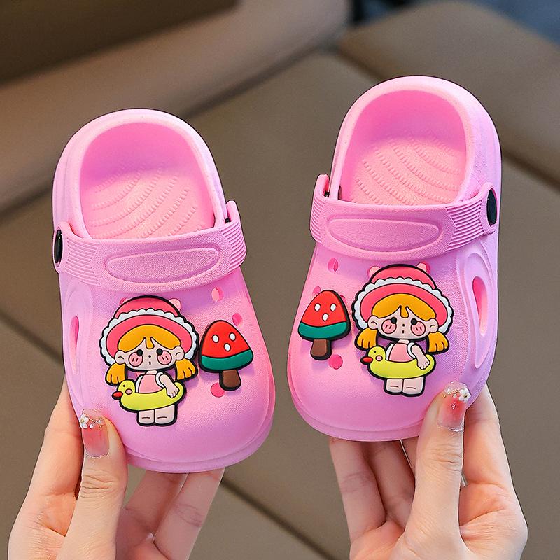 Kids' Cute Cartoon Non-Slip Beach Slippers with Soft Sole and Closed Toe for Boys and Girls