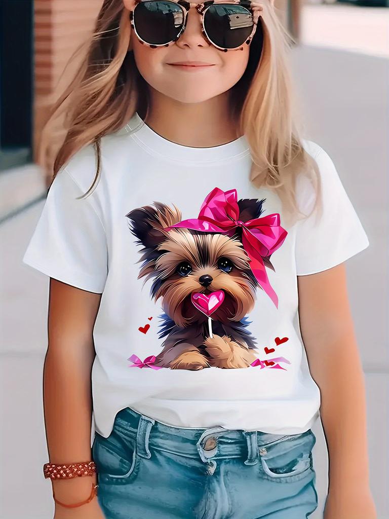 2025 Kids Clothes Summer T-Shirt Cat 3D Printing Tops Casual Short Sleeve Tee Fashion Girl T-Shirts Crew Neck Children's T-Shirt