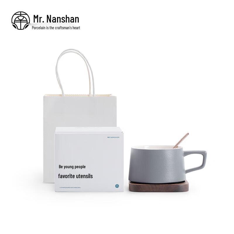 

Morandi Grey Ceramic Coffee Cup and Saucer with Spoon