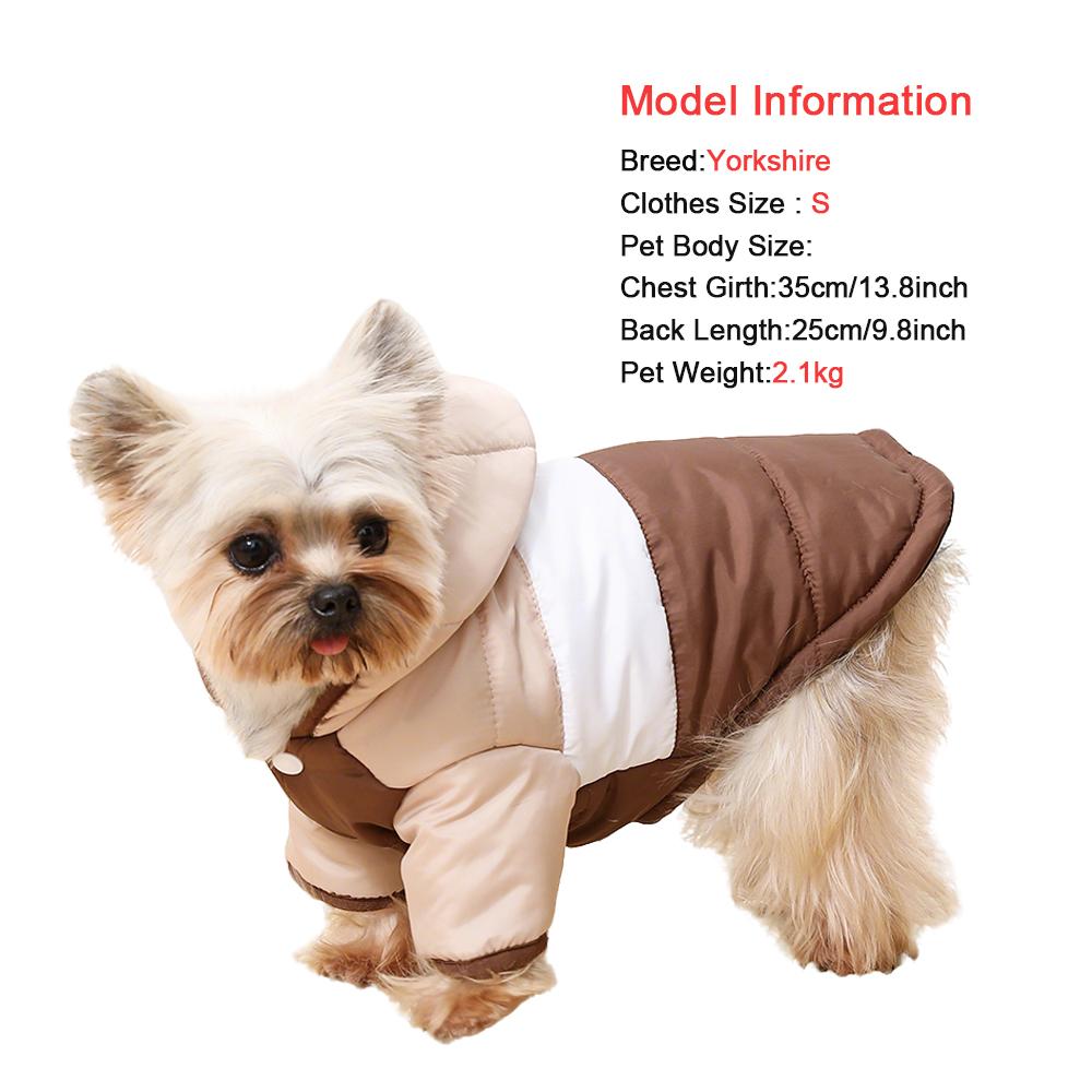 Winter Warm Hooded Padded Jacket for Small Medium Dogs & Cats Striped Color Block Soft Fleece Lined Puppy Kitten Coat Apparel