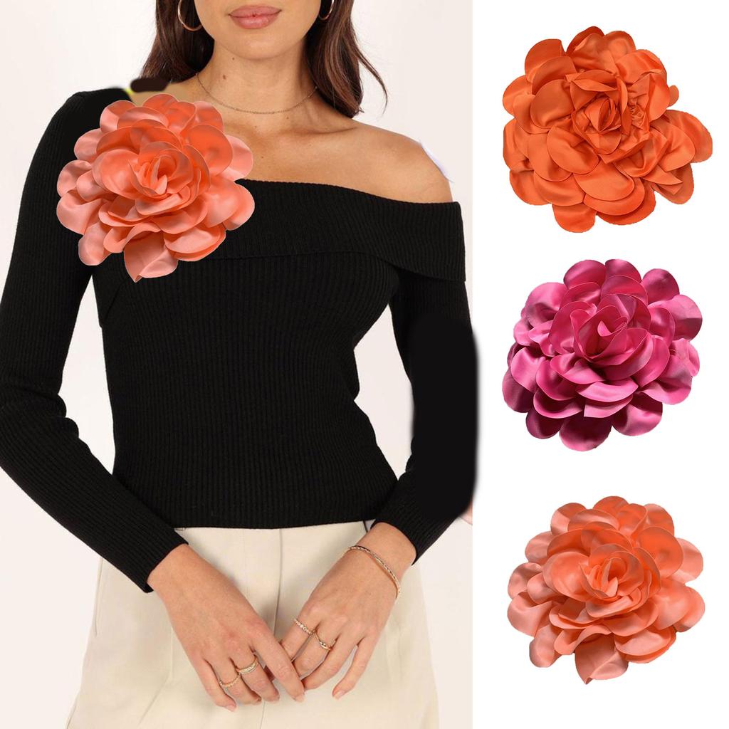 Elegant 24cm Handmade Lapel Pin Beautiful Satin Flower Lapel Pin Delicate Brooch Jewelry for Work and Business