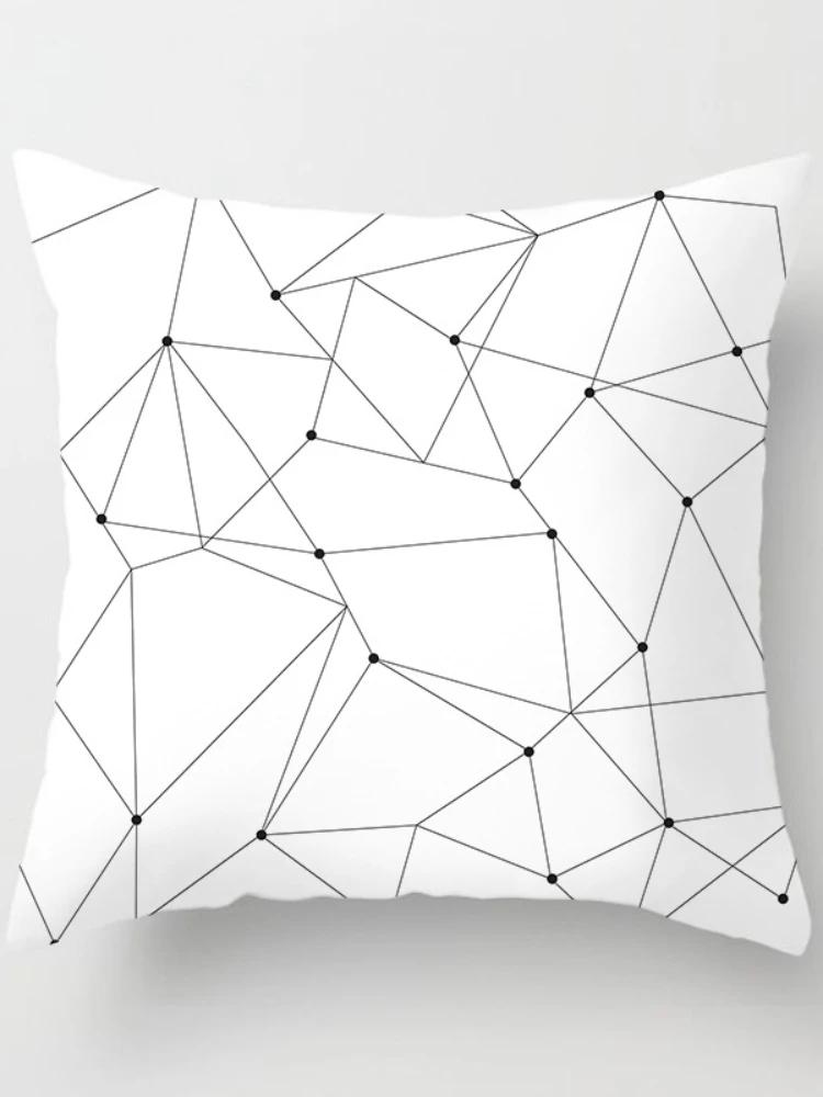 Black And White Geometric Decorative Pillowcase Polyester Striped Cushion Cover Sofa Living Room Pillow