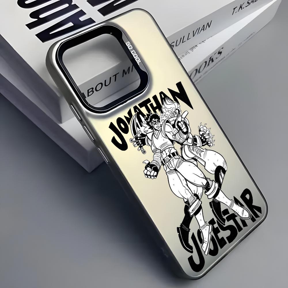 Anime Cool J-Jojos Phone Case For iPhone 16 15 14 13 12 11 Pro Max Grey Black Matte Laser Metallic Aurora Funda