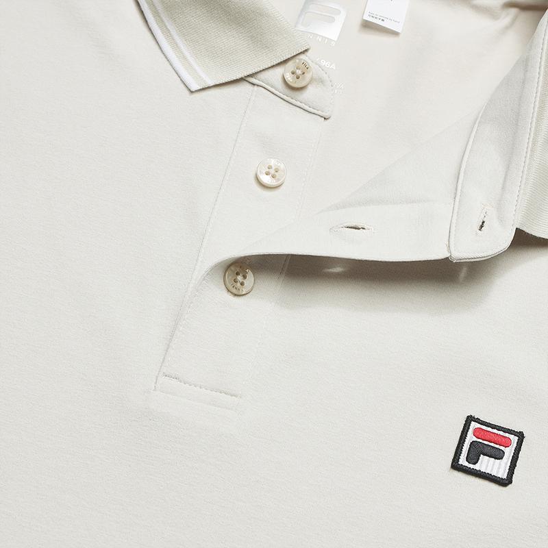 Fila Tennis Classic Fashion Simple Sports Casual Versatile Comfortable Knitted Short Sleeve Polo Shirt Men tops Cream A51M623101FBG