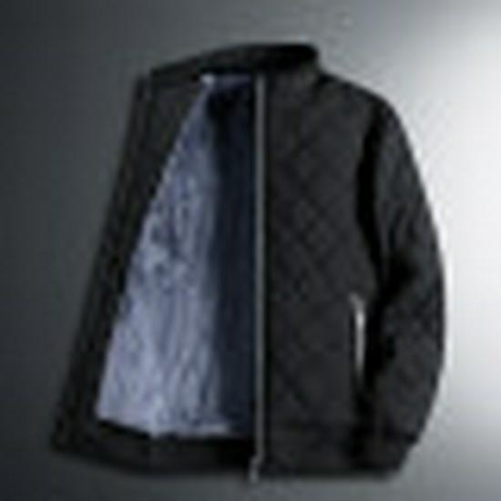 2024 Winter Men's Solid Color Quilted Stand Collar Cotton Jacket with Velvet Lining