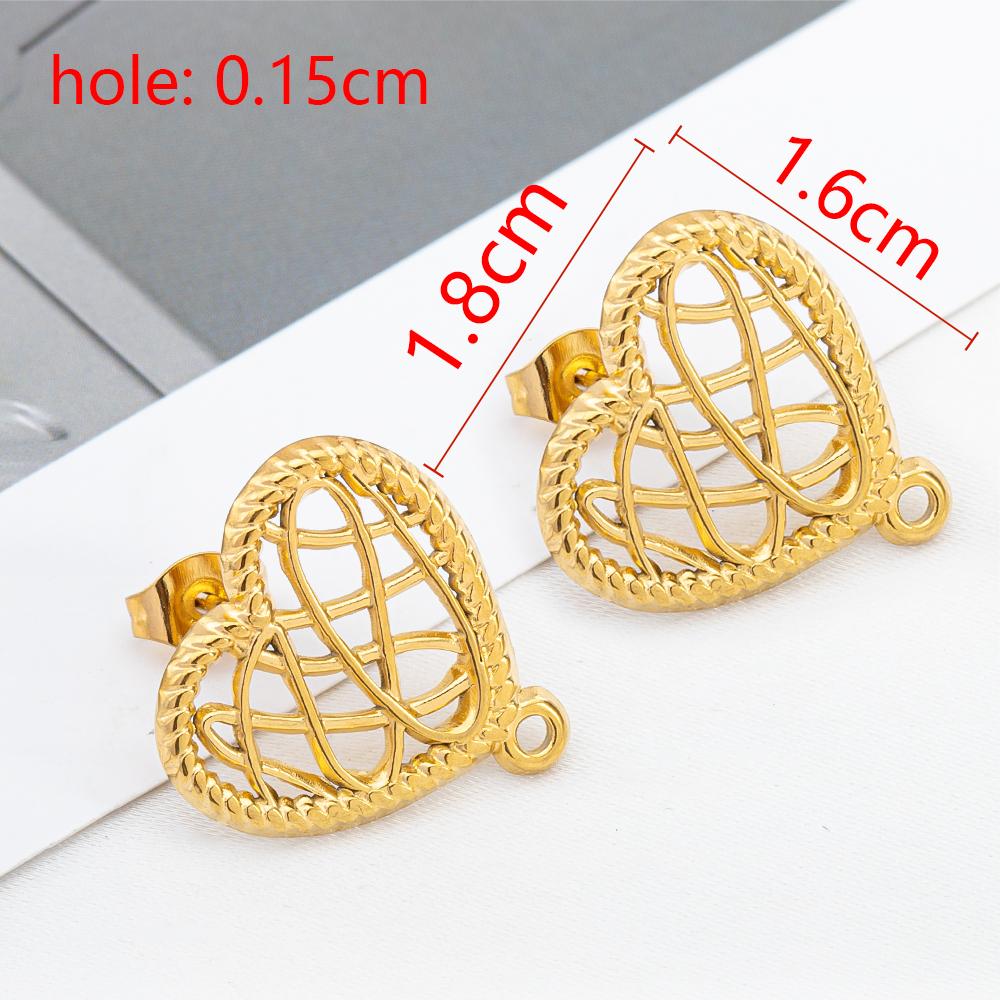 1Pair Mini Stainless Grid Design Steel Love Heart Stud Earrings for Women Girl Party Accessories DIY Jewelry Making Earring Base