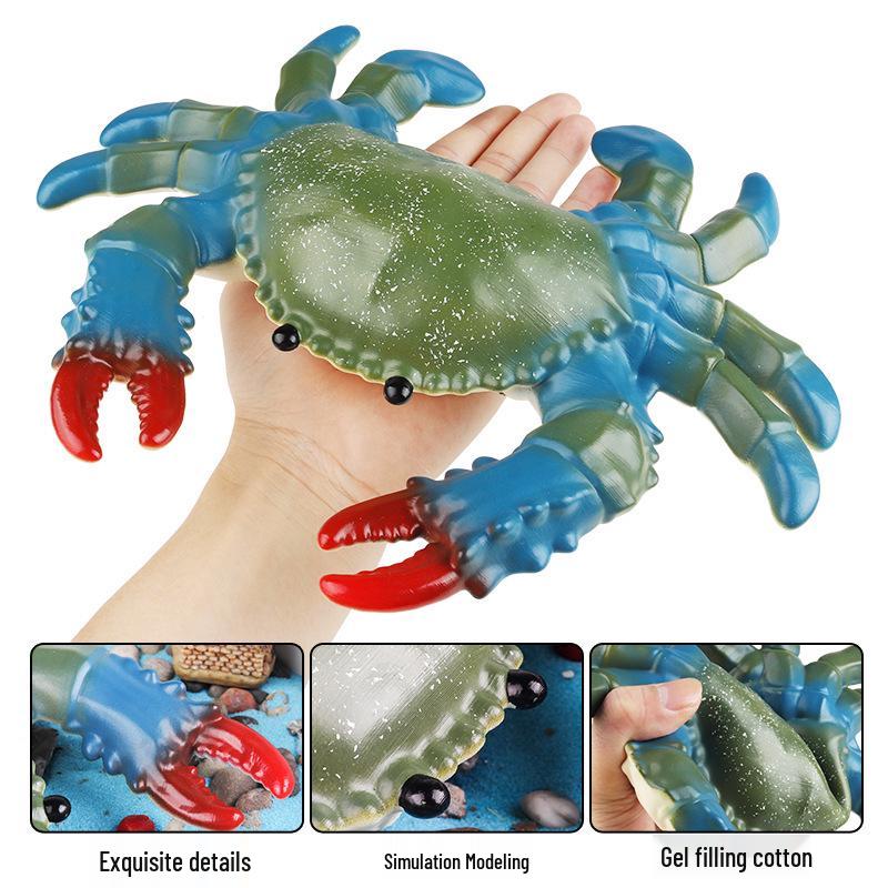 Cross-Border Marine Animal Model - Soft Rubber Blue, Swimming, Hairy & Orchid Crabs - Children's Educational Ornament