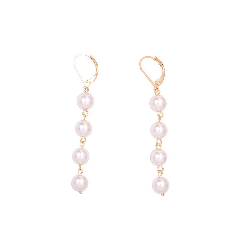 14K Gold Plated Copper Baroque Freshwater Pearl Long Tassel Hoop Earrings For Women Wedding Jewelry