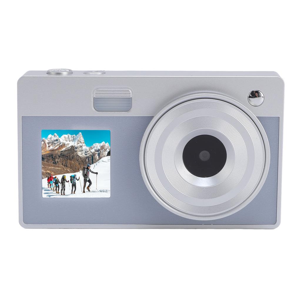 Digital Camera 2.8 Inch + 1.4 Inch Dual Screen Camera HD 1080P 16x Zoom Retro Student Camera for Teens Boys Girls Silver
